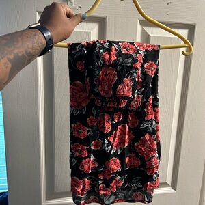 Floral Black and Red Skirt